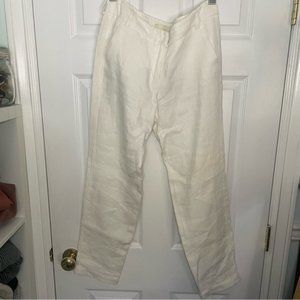 Max Mara 100% Linen White Trouser Pants 8